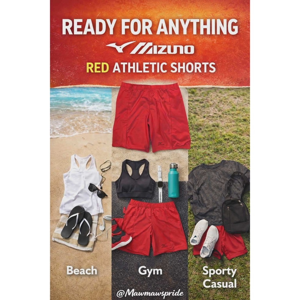 Mizuno Womens Red Athletic Shorts XL Gym Running Training Performance Workout